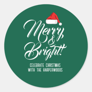 Sticker Rond Joyeux & Lumineux Noël Simple Élégant en Famille