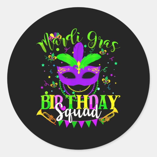 Sticker Rond Joyeux Mardi Gras Anniversaire Mardi Gras Escadron (Devant)
