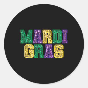 Sticker Rond Joyeux Mardi Gras Carnaval Fat Mardi Fleur De Lis