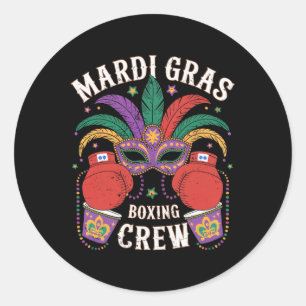 Sticker Rond Joyeux Mardi Gras Jour Boxe Crew Joueur masqué Ven
