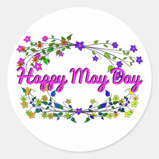 Sticker Rond Joyeux May Day (Devant)