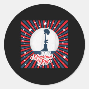 Sticker Rond Joyeux Memorial Day Usa Drapeau Patriotique Hommes
