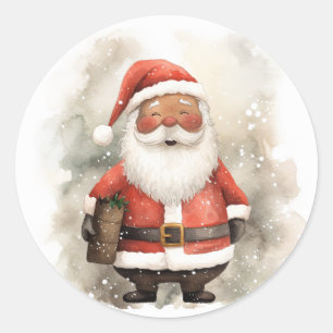 Sticker Rond Joyeux moments avec Père Noël noire