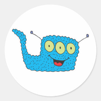 Sticker Rond joyeux monstre bleu