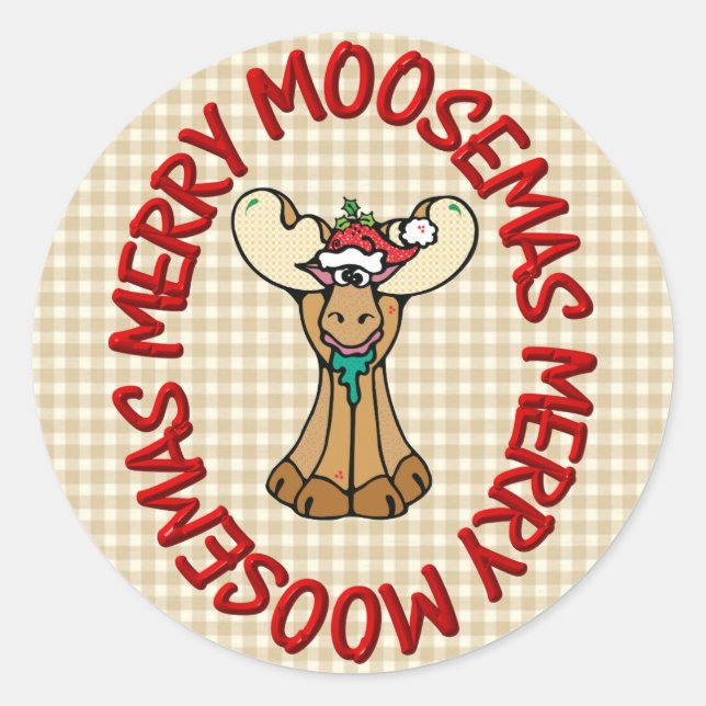 Sticker Rond joyeux moosemas orignal (Devant)