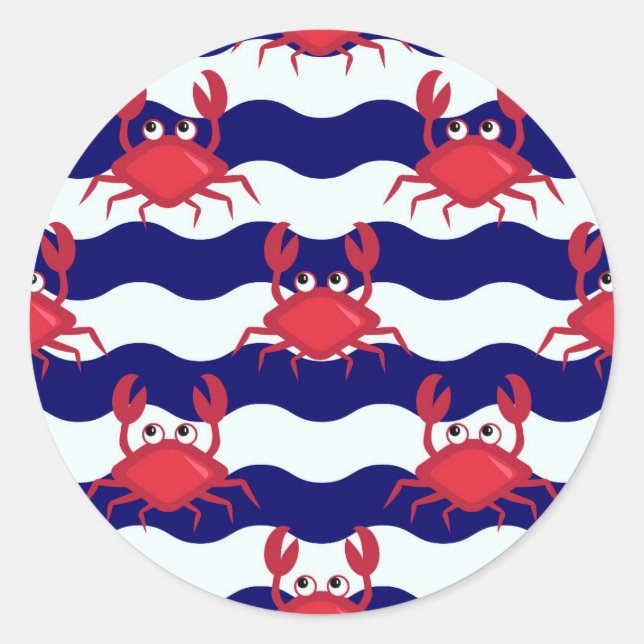 Sticker Rond Joyeux Motif de crabes (Devant)