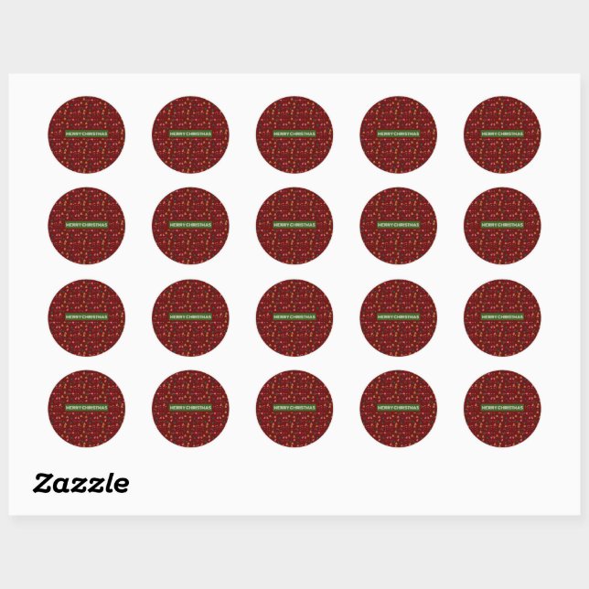 Sticker Rond Joyeux Motif de Noël Élégant (Feuille)