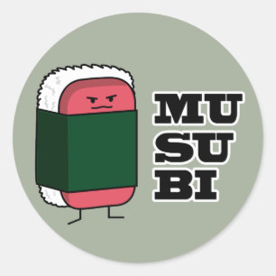 Sticker Rond Joyeux mussusuhi nori hawaïen Musubi