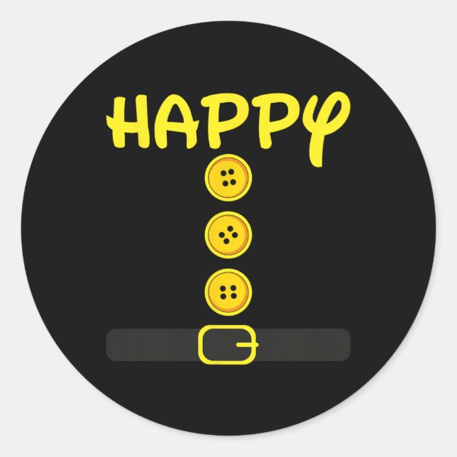 Sticker Rond Joyeux Nain Halloween Costume Couleur famille Matc (Devant)