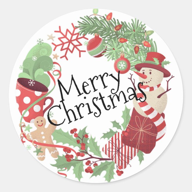 Sticker Rond Joyeux Noël (Devant)