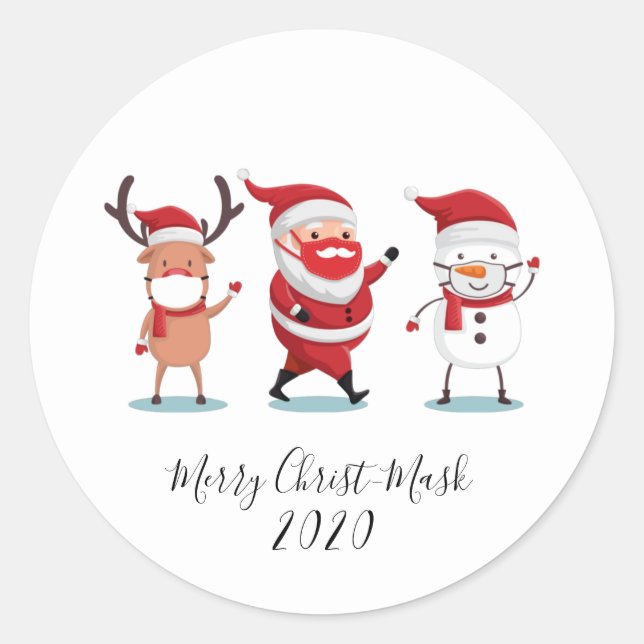 Sticker Rond Joyeux Noël 2020 Script Quarantine (Devant)