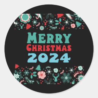 Sticker Rond Joyeux Noël 2024
