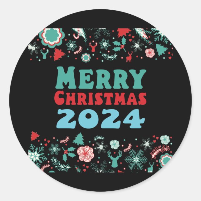 Sticker Rond Joyeux Noël 2024 (Devant)