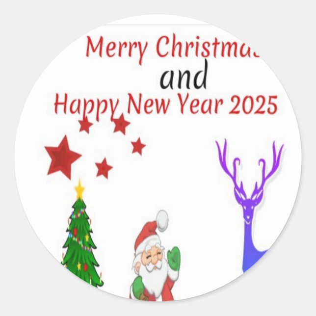 Sticker Rond Joyeux Noël 2024 (Devant)