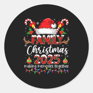 Sticker Rond Joyeux Noël 2025 Pyjamas assortis pour famille Noë