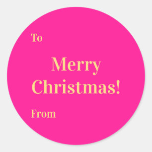 Sticker Rond Joyeux Noël à De Hot Pink Or