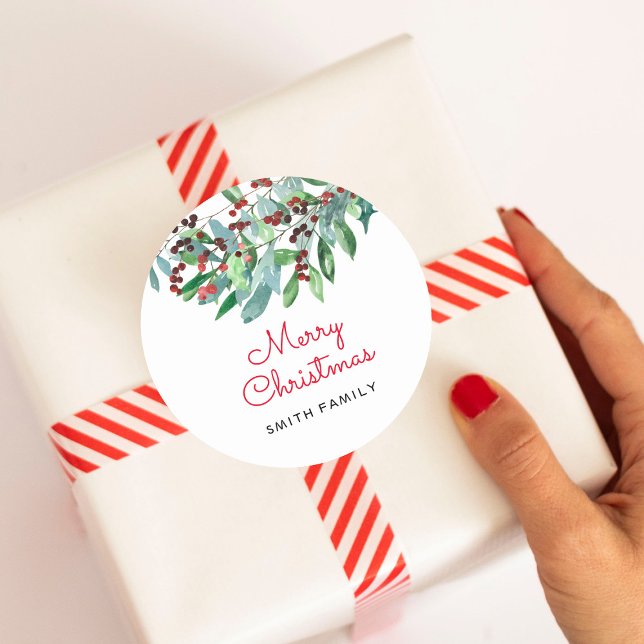 Sticker Rond Joyeux Noël à la végétation élégante (Créateur téléchargé)