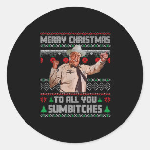 Sticker Rond Joyeux Noël à tous les Sumes Style de Sweat Ugly