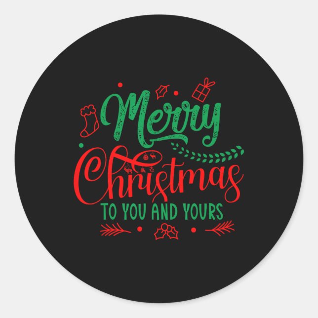 Sticker Rond Joyeux Noël à vous et à vous (Devant)