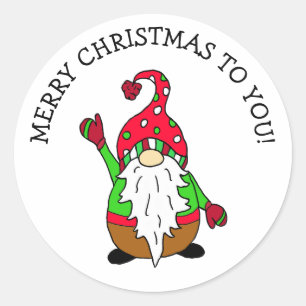 Sticker Rond Joyeux Noël À Vous Mignonne Noël Gnome