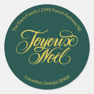 Sticker Rond Joyeux Noël Adresse de Retour