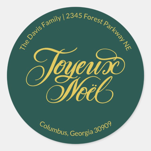 Sticker Rond Joyeux Noël Adresse de Retour (Devant)