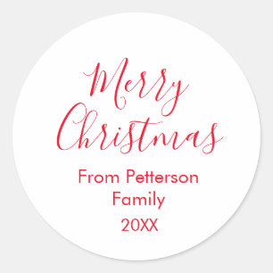Sticker Rond Joyeux Noël ajouter nom de famille année simple