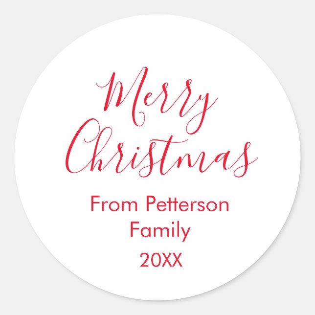 Sticker Rond Joyeux Noël ajouter nom de famille année simple (Devant)