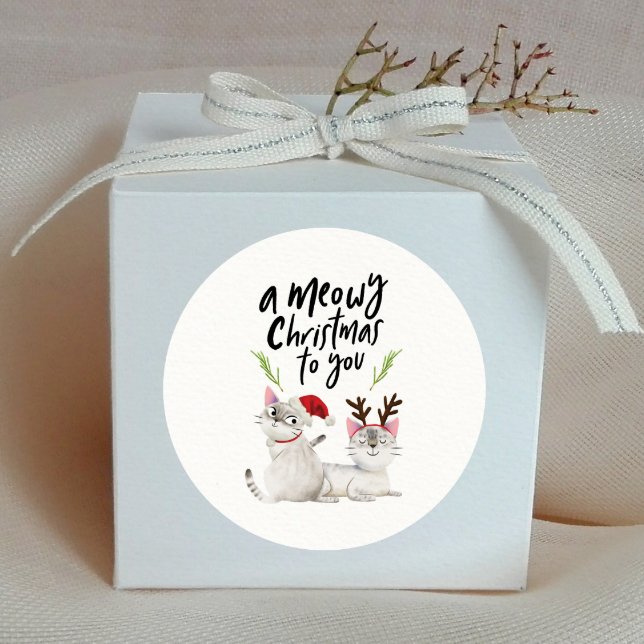 Sticker Rond Joyeux Noël amateurs de chats mignons (Créateur téléchargé)