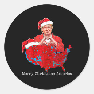 Sticker Rond Joyeux Noël Amérique Donald Trump Couverture Noël