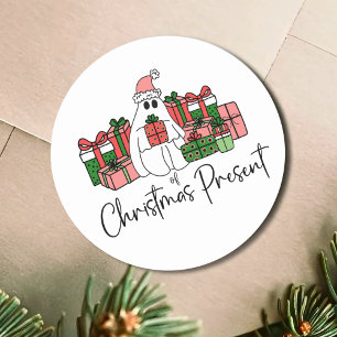 Sticker Rond Joyeux Noël Amusant Mignon