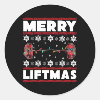 Sticker Rond Joyeux Noël Amusants Gymnase de Noël Fitness Gi