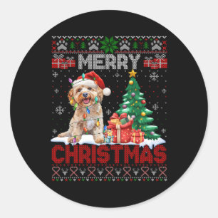 Sticker Rond Joyeux Noël Apoo Amoureux de les chiens Famille Vi