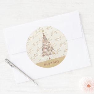Sticker Rond Joyeux Noël Arbre Nouvelle Année Mignonne Joyeuses