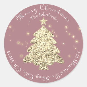 Sticker Rond Joyeux Noël Arbre RSVP Salutations Gold Parties sc