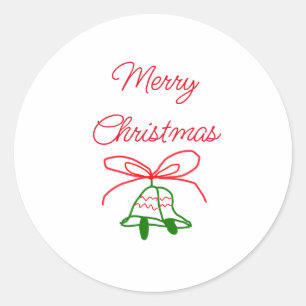 Sticker Rond Joyeux Noël arc rouge vert cloches sonneries éléga