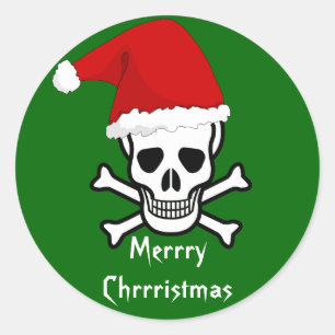 Sticker Rond Joyeux Noël Arrrgh de salutation de pirate drôle