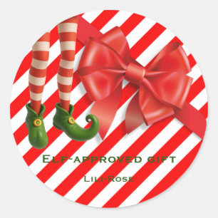 Sticker Rond Joyeux Noël aux jambes de lutin Méfaits du pôle