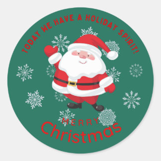 Sticker Rond Joyeux Noël avec Santa mignon personnalisé