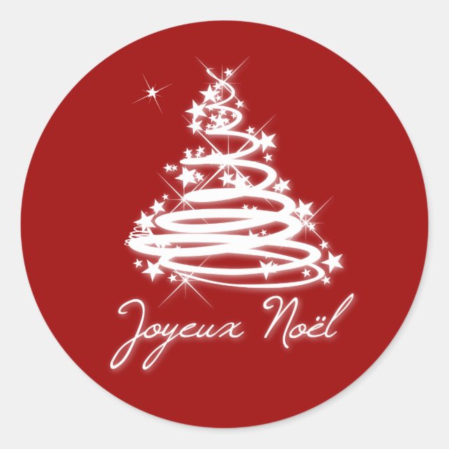 Sticker Rond Joyeux Noël avec sapin de Noël (Devant)