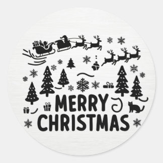 Sticker Rond joyeux noël b & w clipart