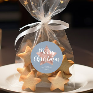 Sticker Rond Joyeux Noël Bleu de Fête