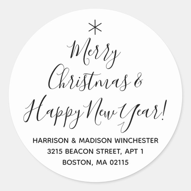 Sticker Rond Joyeux Noël Bonne année Adresse de retour (Devant)