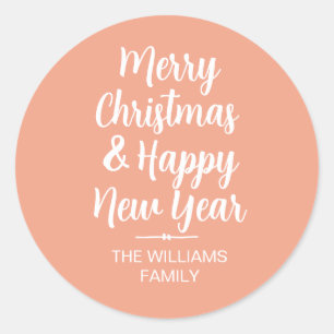 Sticker Rond Joyeux Noël Bonne année Enveloppe Sceau