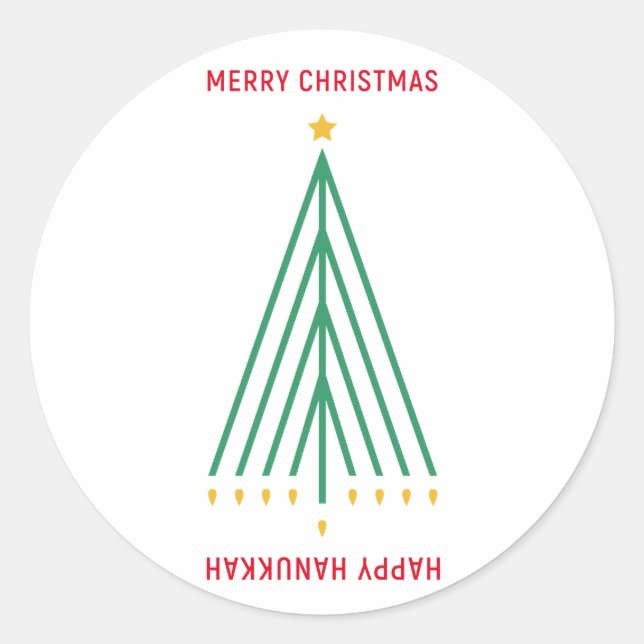 Sticker Rond Joyeux Noël, Bonne Hanoukka (Devant)