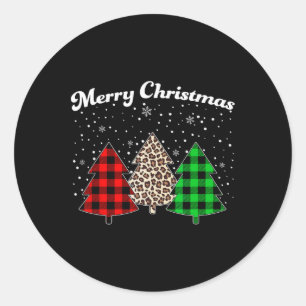 Sticker Rond Joyeux Noël Buffalo Plaid Xmas Family Mat