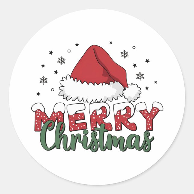 Sticker Rond Joyeux Noël cadeau de Noël (Devant)