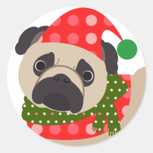 Sticker Rond Joyeux Noël Carlin chien