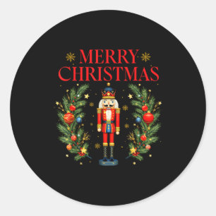 Sticker Rond Joyeux Noël Casse-Noisette Ballet Festif Xmas Homm