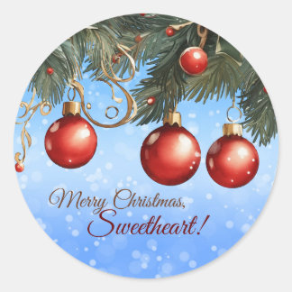Sticker Rond Joyeux Noël, chérie ! Personnalisable 